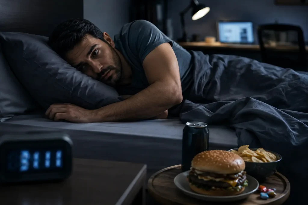 Poor sleep and fat loss mistakes in Oman with tired professional struggling to recover after workout