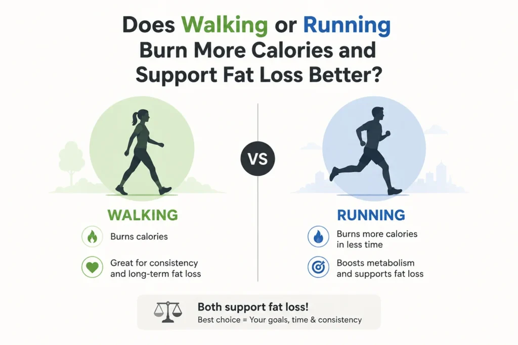 Does walking or running burn more calories and support fat loss better?