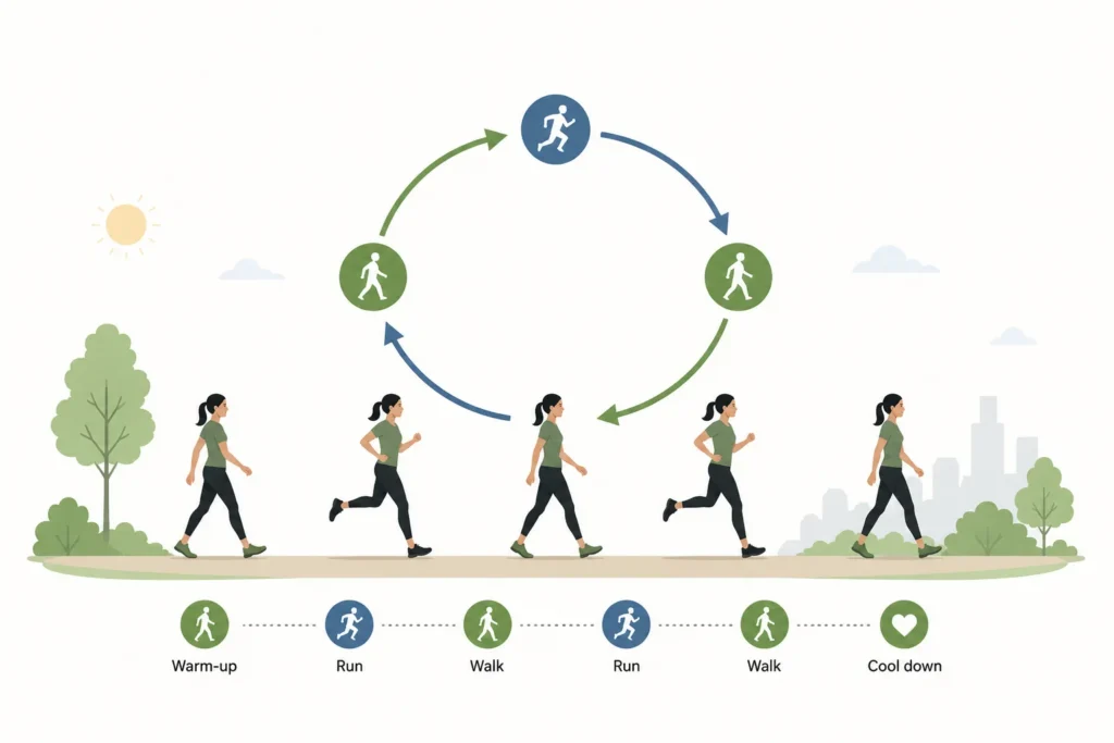 How can you combine walking and running for better overall fitness